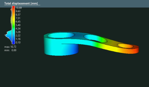 Sintersimulation an einem gedruckten Hebelarm.